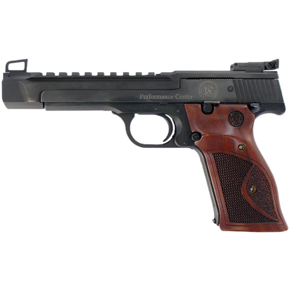 https3A2F2Fmedia.chattanoogashooting.com2Fimages2Fproduct2FSW1780312FSW178031_1.jpg Smith & Wesson Model 41 Handgun 22 LR 10rd Magazine 5.5" Barre Black with Wood Grip Adjustable Sights Optic Ready - Image 1