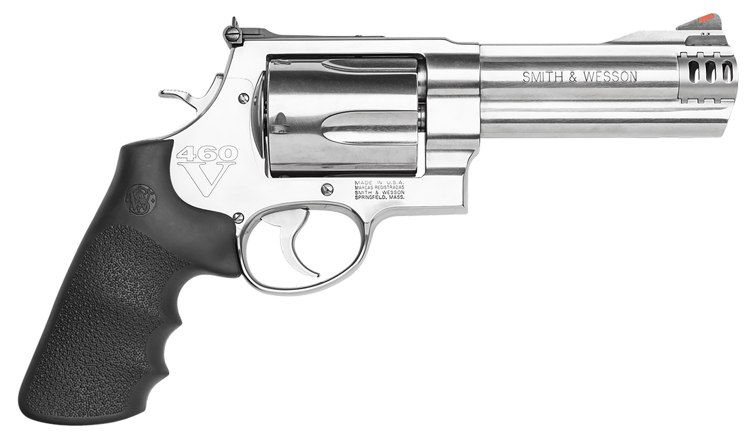 38175.jpg Smith & Wesson 163465 Model 460 XVR 460 S&W Mag 5" Stainless Steel Barrel & 5rd Cylinder, Satin Stainless Steel X-Frame, Includes Two Rear Sights & Two Muzzle Brakes - Image 1
