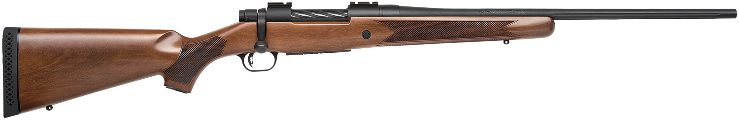 97067.jpg Mossberg 27876 Patriot Full Size 25-06 Rem 5+1 22"Matte Blued Fluted Barrel, Drilled & Tapped Matte Blued Stainless Steel Receiver, Walnut Fixed Stock, Right Hand - Image 1
