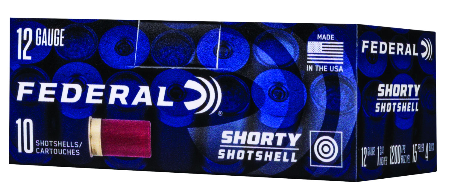111438.jpg Federal SH1294B Shorty 12Gauge 1.75" 15/16oz 4BuckShot 15Pellets 10 Per Box/10 Case - Image 1