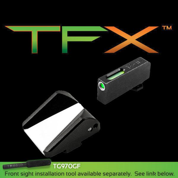 https3A2F2Fmedia.chattanoogashooting.com2Fimages2Fproduct2FXRTG13GLFST2FXRTG13GLFST.jpg Truglo TFX Tritium Fiber Optic XTREME Handgun F.A.S.T. Sights Fit Glocks Except 42/43 & M.O.S. - F.A.S.T Rear Sight / TFX Front Sight - White - Image 1