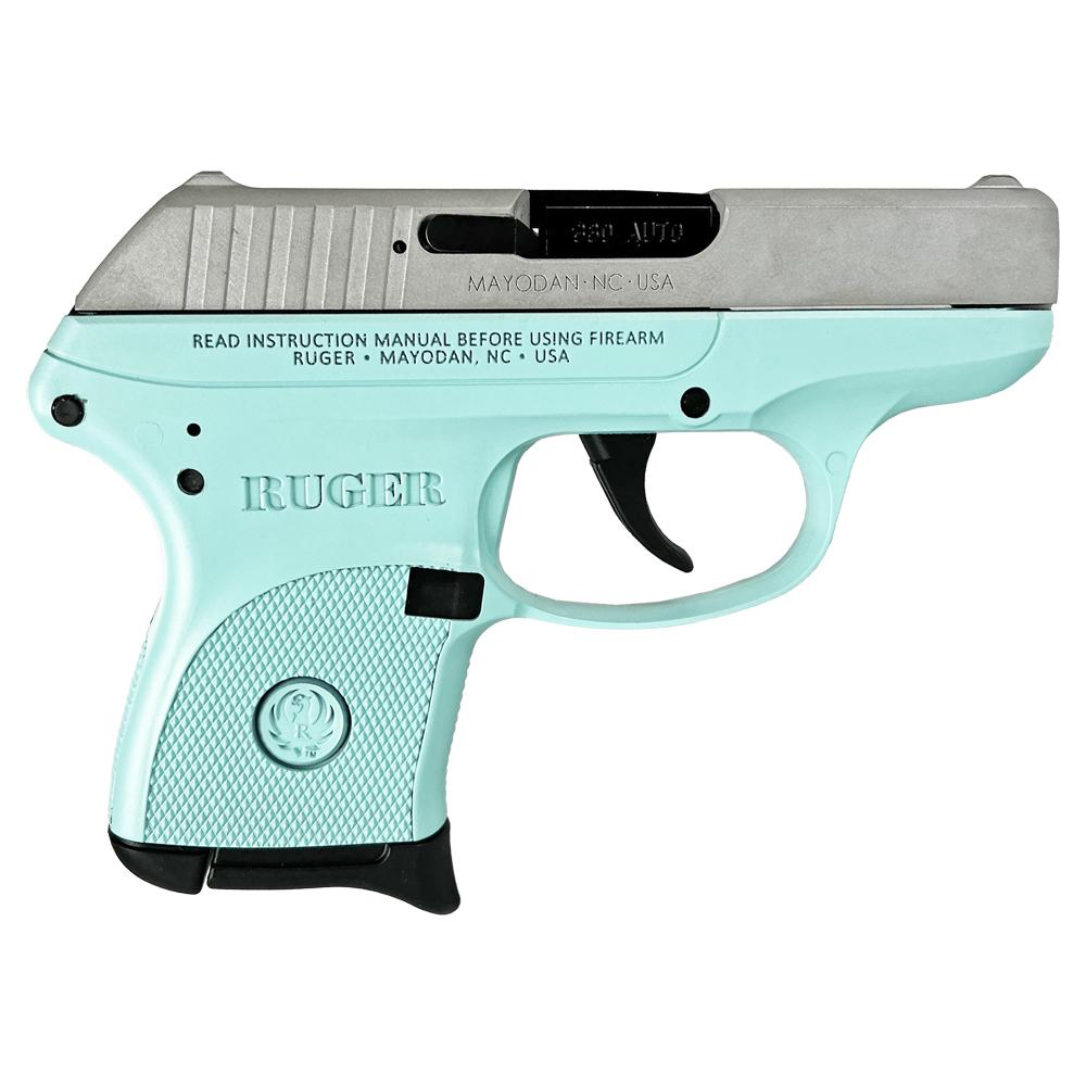 https3A2F2Fmedia.chattanoogashooting.com2Fimages2Fproduct2FUR3701TFCSS2FUR3701TFCSS-1.jpg Ruger LCP 380 ACP Pistol 2.75" Barrel Robin's Egg Blue Frame Silver Slide - Image 1