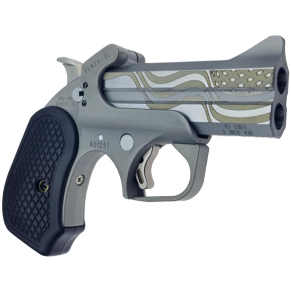 https3A2F2Fmedia.chattanoogashooting.com2Fimages2Fproduct2FBERWXLFLGP2FBERWXLFLGP-1.jpg Bond Arms Rowdy XL Flag Package Handgun .45 LC/.410 2rd Capacity 3.5" Barrel with Holster - Image 1