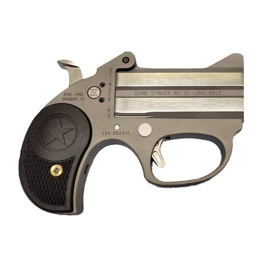 https3A2F2Fmedia.chattanoogashooting.com2Fimages2Fproduct2FBEBASRS22LR2FBEBASRS22LR.jpg Bond Arms Stinger RS Handgun 22LR 2/rd 3" Barrel Silver with Black Grips - Image 1