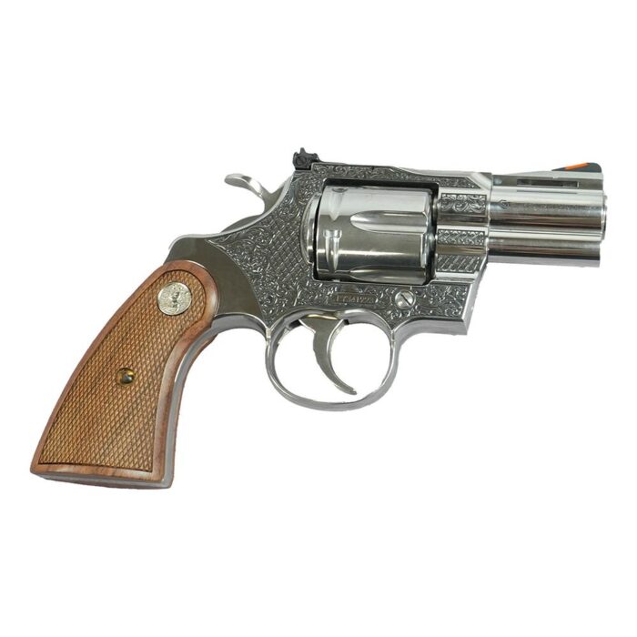 Colt Python Handgun .357 Mag 6rd Capacity 2.5" Barrel Historic Wood Medallion Grips with Filigree Frame and Barrel - Image 1