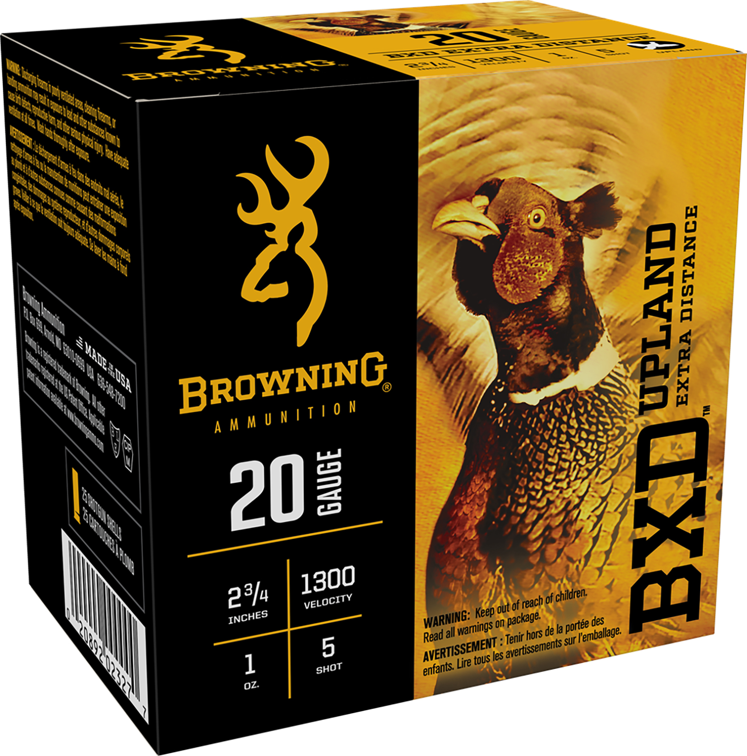 116355 Browning Ammo B193512025 BXD Upland 20Gauge 2.75" 1oz 5Shot 25 Per Box/10 Case - Image 1