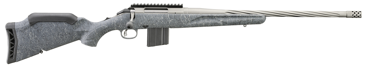 164941 Ruger 46906 American Gen II Full Size 350 Legend 5+1 20" Cobalt Cerakote Threaded Barrel, Picatinny Rail Steel Receiver, Gray Splatter Adjustable Synthetic Stock - Image 1