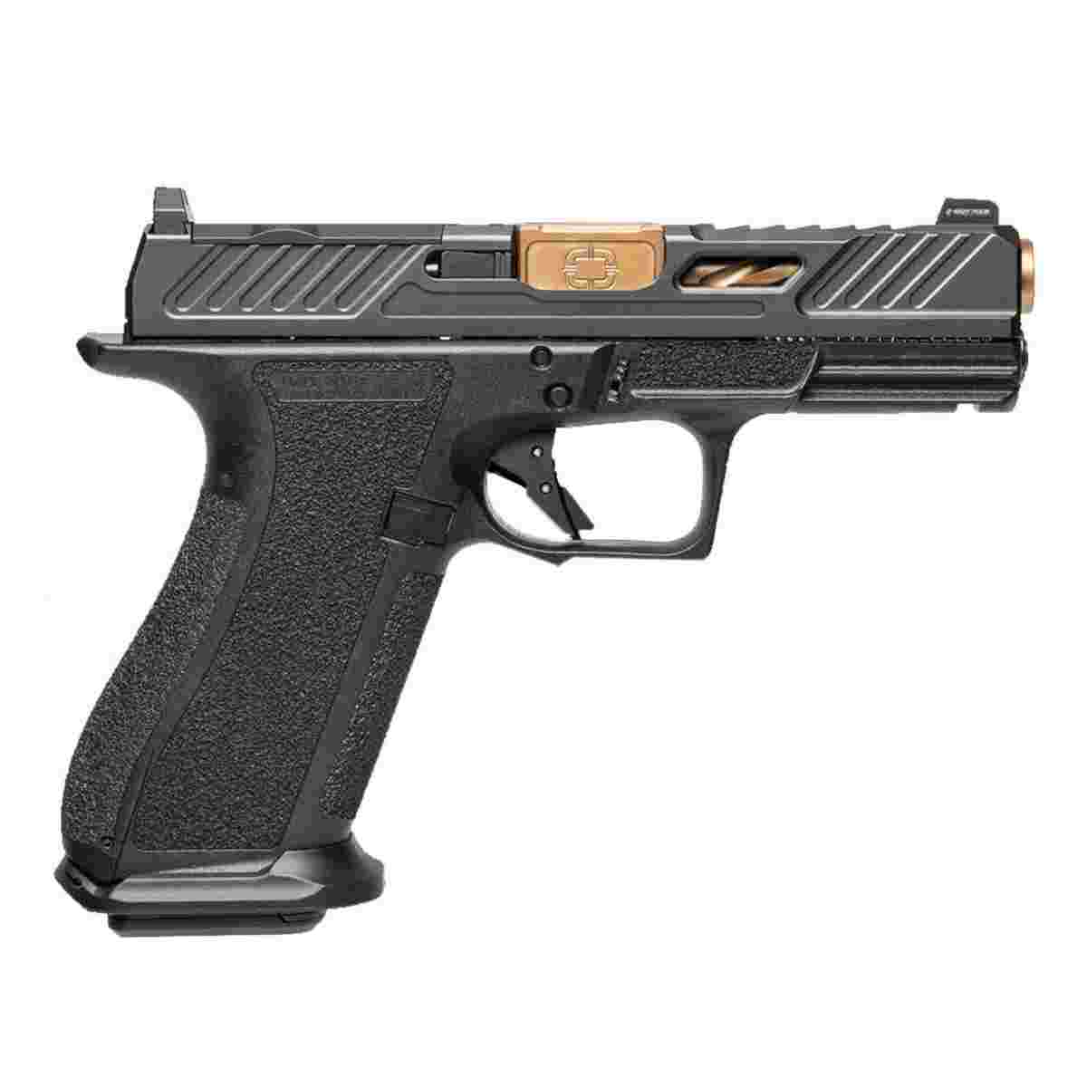 https3A2F2Fmedia.chattanoogashooting.com2Fimages2Fproduct2FEVSS30112FEVSS3011.jpg Shadow Systems XR920 Elite Optic Cut Handgun 9mm Luger 17rd Magazine 4" Bronze Barrel Black Grip - Image 1
