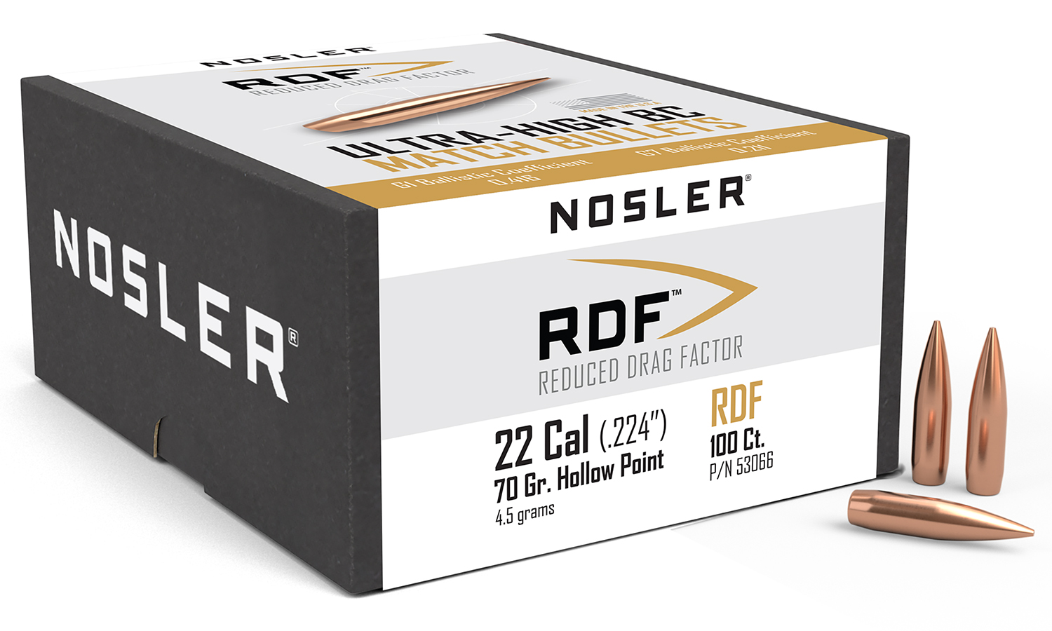 30239.jpg Nosler 53066 RDF Match 22Cal 70gr Hollow Point Boat Tail 100/Box - Image 1