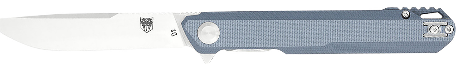 167313.jpg CobraTec Knives CTMONGRY Monarch 3.50" Folding Plain Satin D2 Steel Blade, 4.75" Gray G10 Handle - Image 1