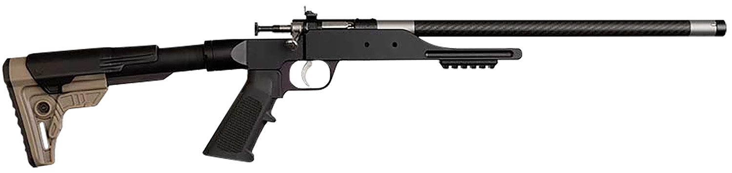 167590.jpg Keystone KSA2185 Precision 6061 22 LR Single Shot 16.12" Carbon Fiber Threaded Barrel, Black Anodized Picatinny Rail Aluminum Receiver, Black/FDE Adj Buffer Tube Style Butt Stock, Right Hand - Image 1