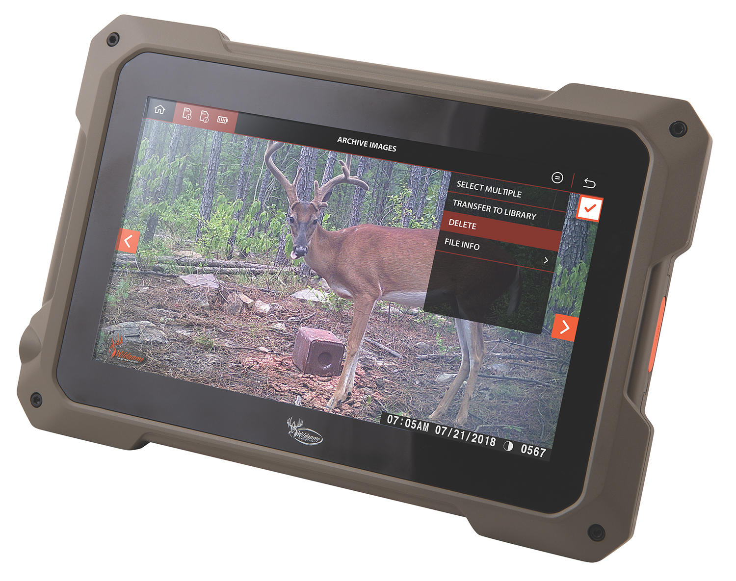 155307.jpg Wildgame Innovations WGIVW0009 Trail Pad SD Card Viewer Brown 7" Touchscreen 32GB x 2 - Image 1