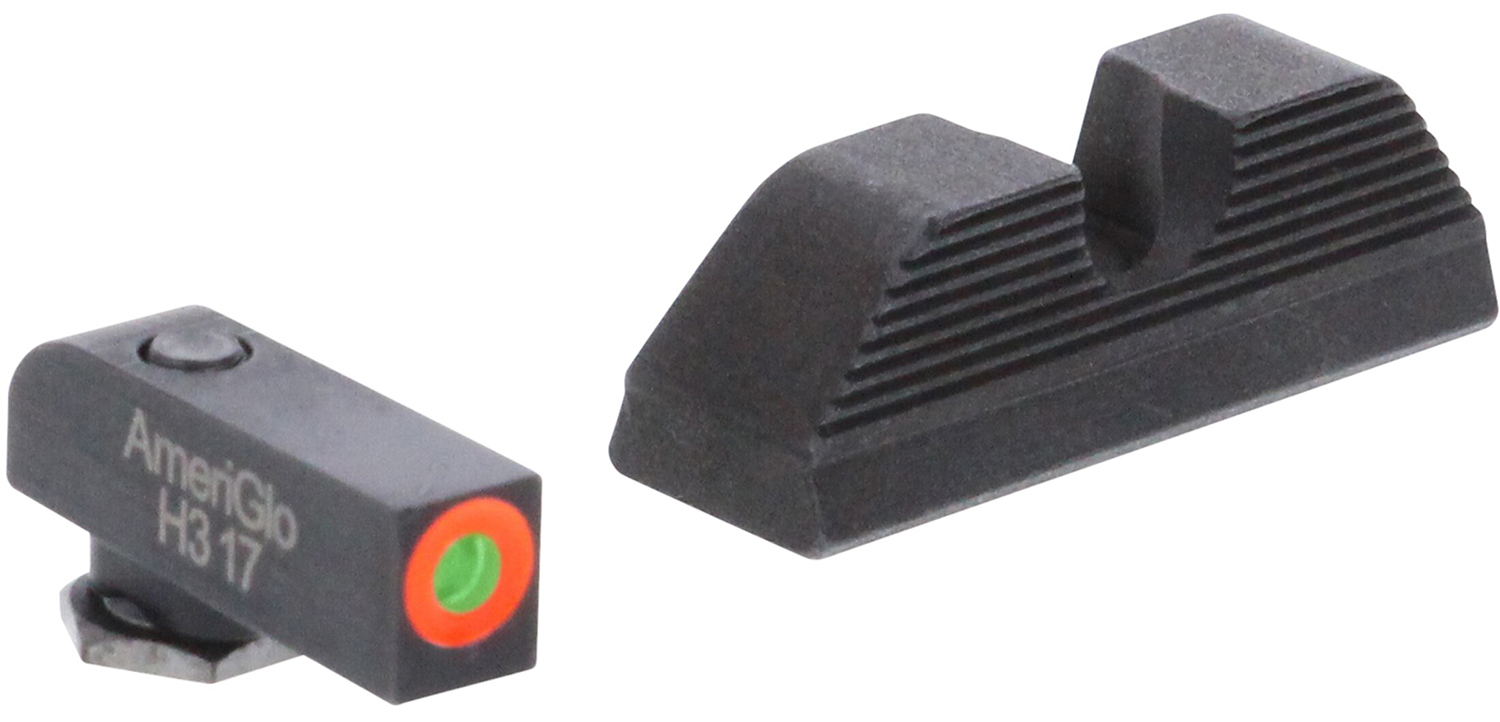 136706.jpg AmeriGlo GL5353 Protector Sight Set for Glock Green Tritium Orange Outline Front Sight-Black Serrated Rear Sight - Image 1