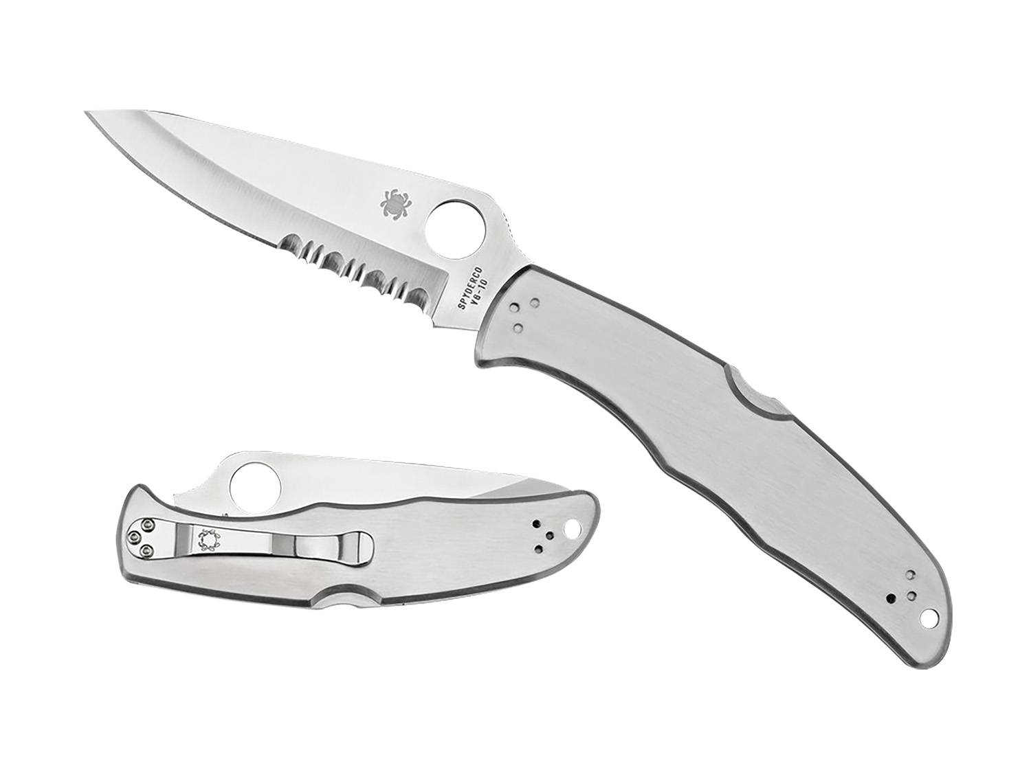 158035.jpg Spyderco C10PS Endura 4 3.85" Folding Plain Satin VG-10 SS Blade/Satin Stainless Steel Handle Includes Pocket Clip - Image 1