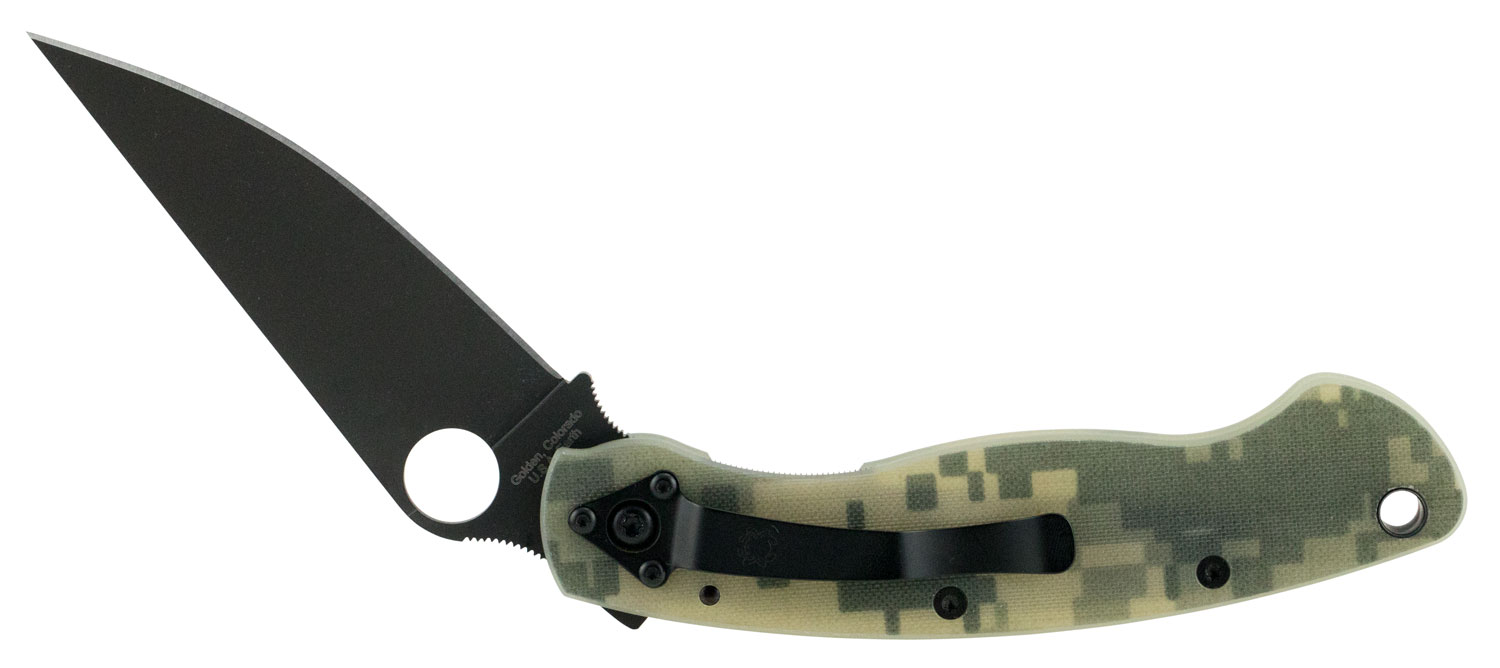 92269.jpg Spyderco C36GPCMOBK Military 4" Folding Modified Clip Point Plain Black DLC CPM S30V SS Blade Camo G10 Handle Includes Pocket Clip - Image 1