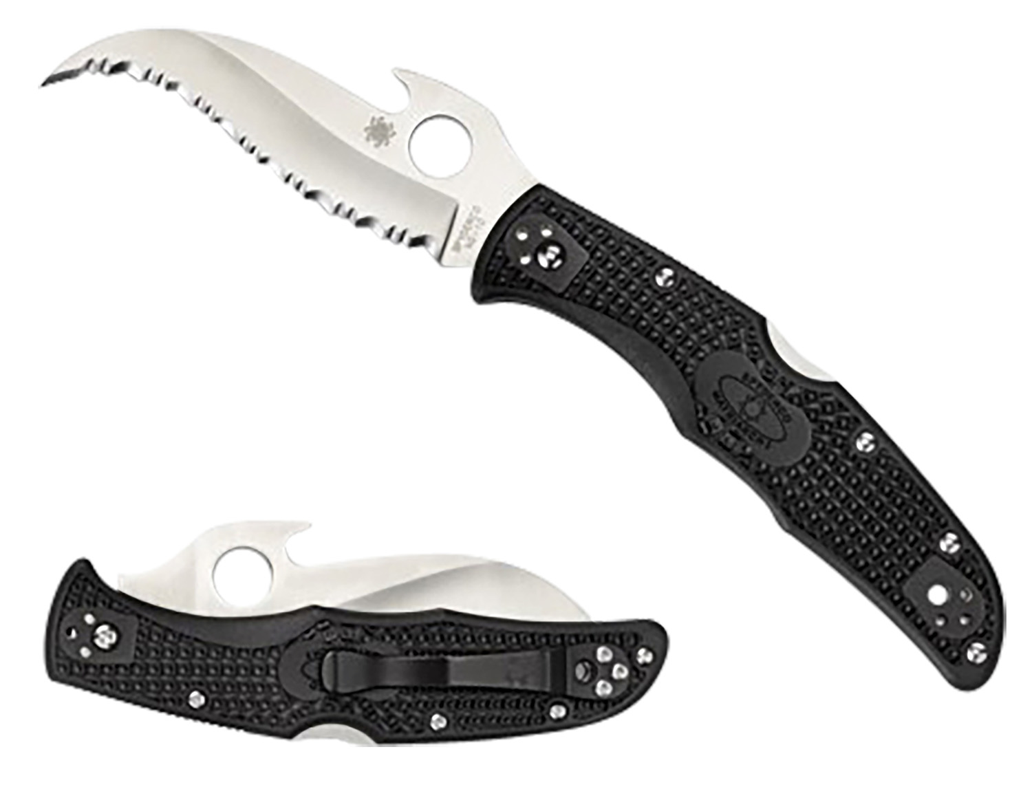 158043.jpg Spyderco C12SBK2W Matriarch 2 3.57" Folding Reverse S Serrated Satin VG-10 SS Blade/Black Bi-Directional Texturing FRN Handle Includes Pocket Clip - Image 1