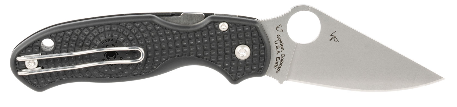 120879.jpg Spyderco C223PBK Para 3 Lightweight 2.92" Folding Clip Point Plain CTS BD1 SS Blade FRN Black Includes Pocket Clip - Image 1