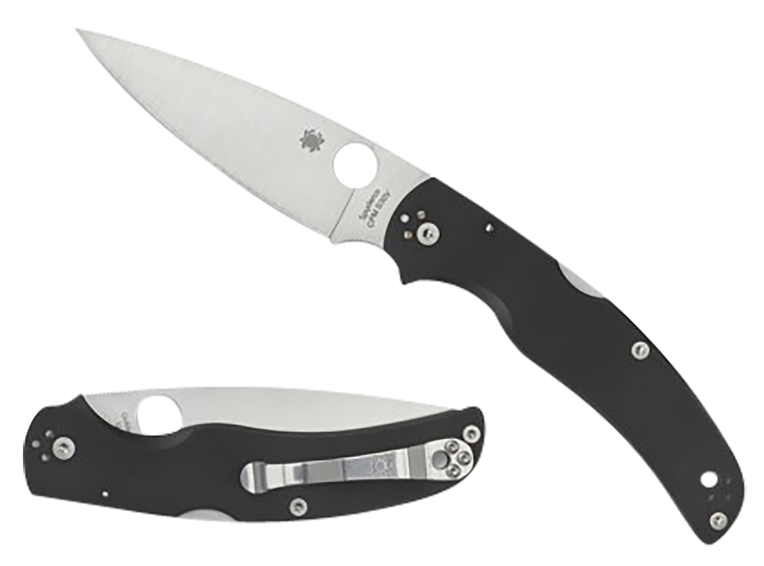 158090.jpg Spyderco C244GP Native Chief Lightweight 4.02" Folding Plain Stonewashed CTS BD1N SS Blade/Black Textured FRN Handle Includes Pocket Clip - Image 1