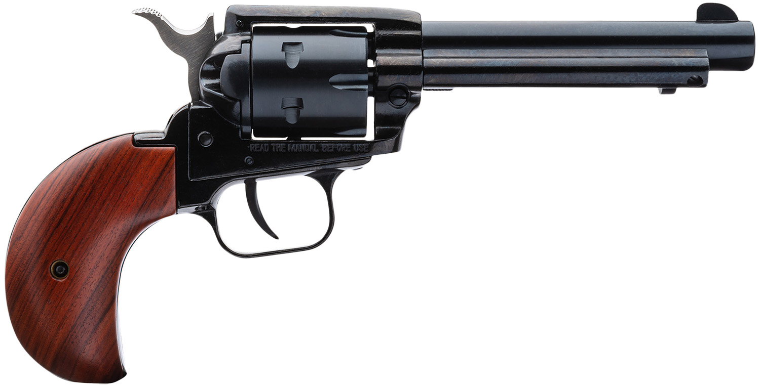 87978.jpg Heritage Mfg RR22MB4BH Rough Rider 22 LR/22 WMR 6 Shot, 4.75" Steel Black Barrel, Cylinder & Black Zinc Alloy Frame, Cocobolo Bird Head Grip, Hammer/Thumb Safety, Exposed Hammer - Image 1