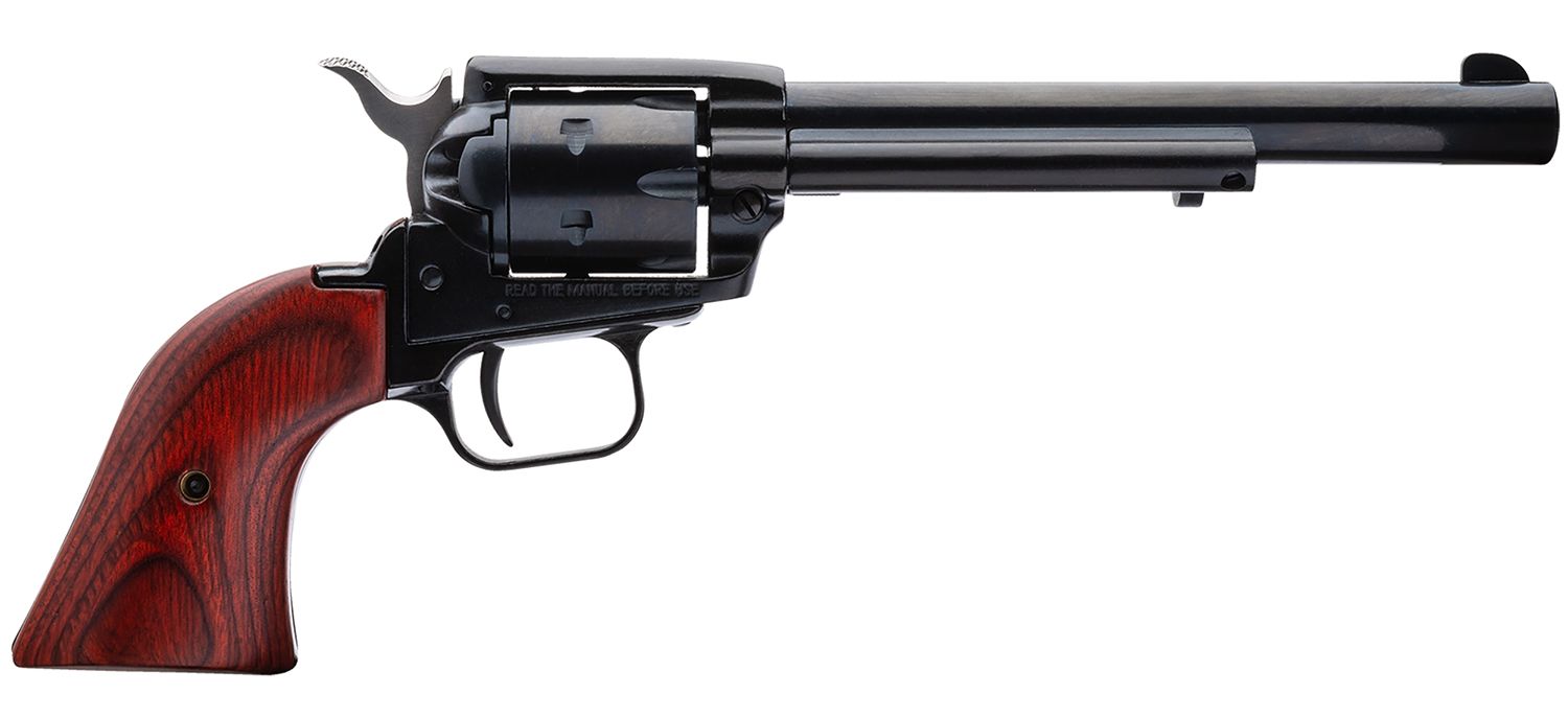 87904.jpg Heritage Mfg RR22B6 Rough Rider 22 LR 6 Shot, 6.50" Black Steel Barrel, Black Zinc Alloy Frame, Black Cylinder, Cocobolo Grip, Hammer/Thumb Safety, Exposed Hammer - Image 1