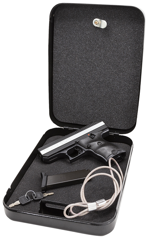 91046.jpg Hi-Point CF380HSP CF Home Security Package 380 ACP 8+1, 3.50" Black Steel Barrel, Black Powder Coated/Chrome Serrated Steel Slide, Black Polymer Frame & Grip, Keyed Lock Box - Image 1