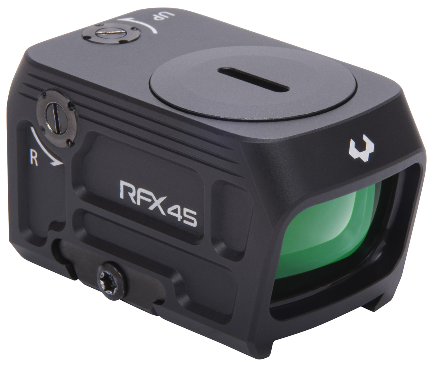 157153.jpg Viridian 9810053 RFX45 Black Anodized 1 x 24 mm x 15.5 mm 5 MOA Green Dot ACRO/RMR - Image 1