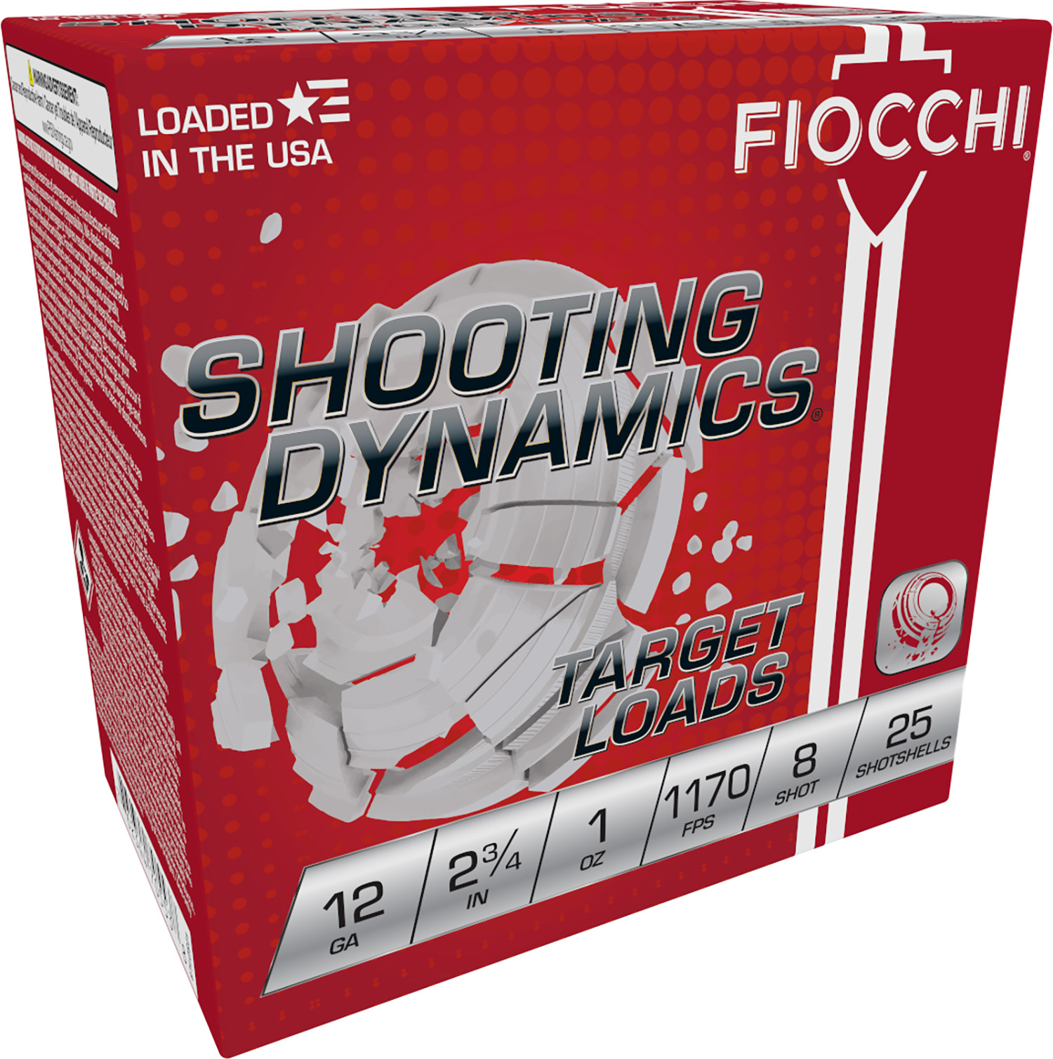 116807.jpg Fiocchi 12SD1L8 Shooting Dynamics Target 12Gauge 2.75" 1oz 8Shot 25 Per Box/10 Case - Image 1