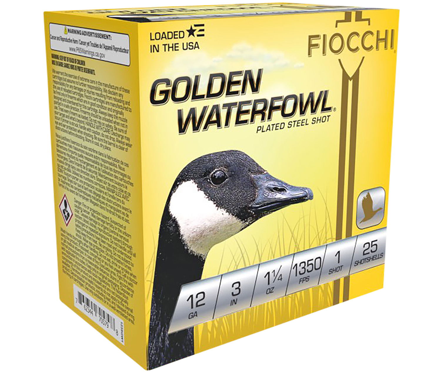 116789.jpg Fiocchi 123SGW1 Golden Waterfowl 12Gauge 3" 1 1/4oz 1Shot 25 Per Box/10 Case - Image 1