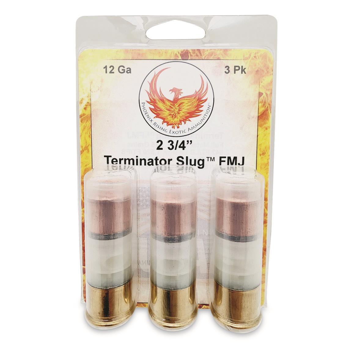 https3A2F2Fmedia.chattanoogashooting.com2Fimages2Fproduct2FPPPRTERMINATORFMJ2FPPPRTERMINATORFMJ2.jpg Phoenix Rising Terminator Slug Shotshell 12ga 2-3/4" 515gr FMJ Slug 1520fps 3/ct - Image 1
