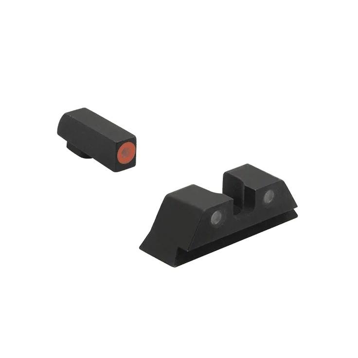 https3A2F2Fmedia.chattanoogashooting.com2Fimages2Fproduct2FMKML40224G2FMKML40224G-1.jpg Meprolight Hyper Bright Extremely Bright Day & Night Sight Green with Orange Front Green Rear for Glock - Image 1