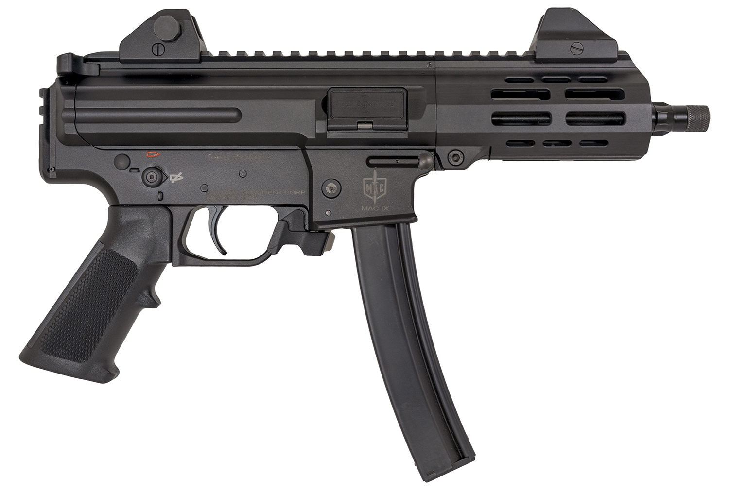 176884.jpg MAC 12755001 IX 9mm Luger 30+1 6.50" Threaded Barrel, Picatinny Rail Receiver & Rear, Black Polymer Grip - Image 1
