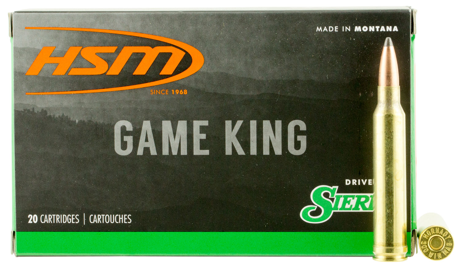 20943.jpg HSM 300WINMAG41N Game King 300 Win Mag 180 gr Sierra GameKing Spitzer Boat Tail 20 Per Box/ 20 Case - Image 1