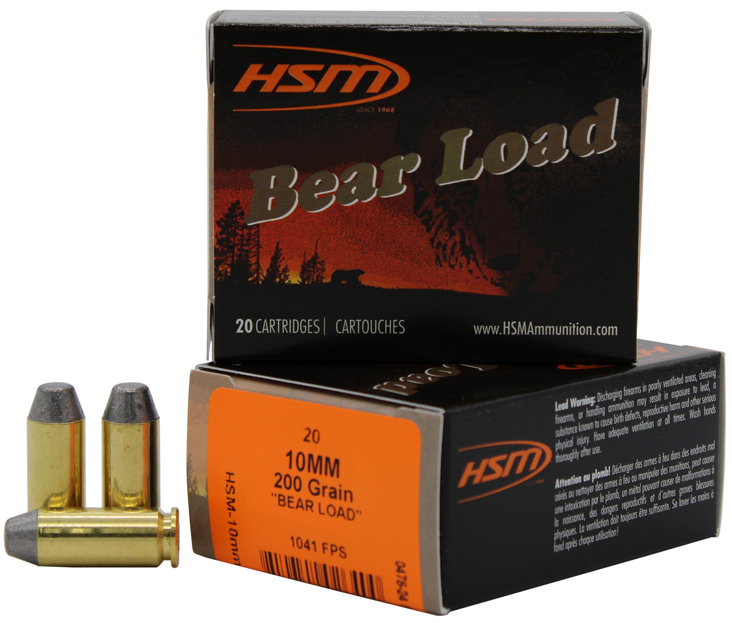 104841.jpg HSM 10MM9N20 Bear Load 10mm Auto 200 gr Lead Round Nose Flat Point 20 Per Box/ 20 Case - Image 1