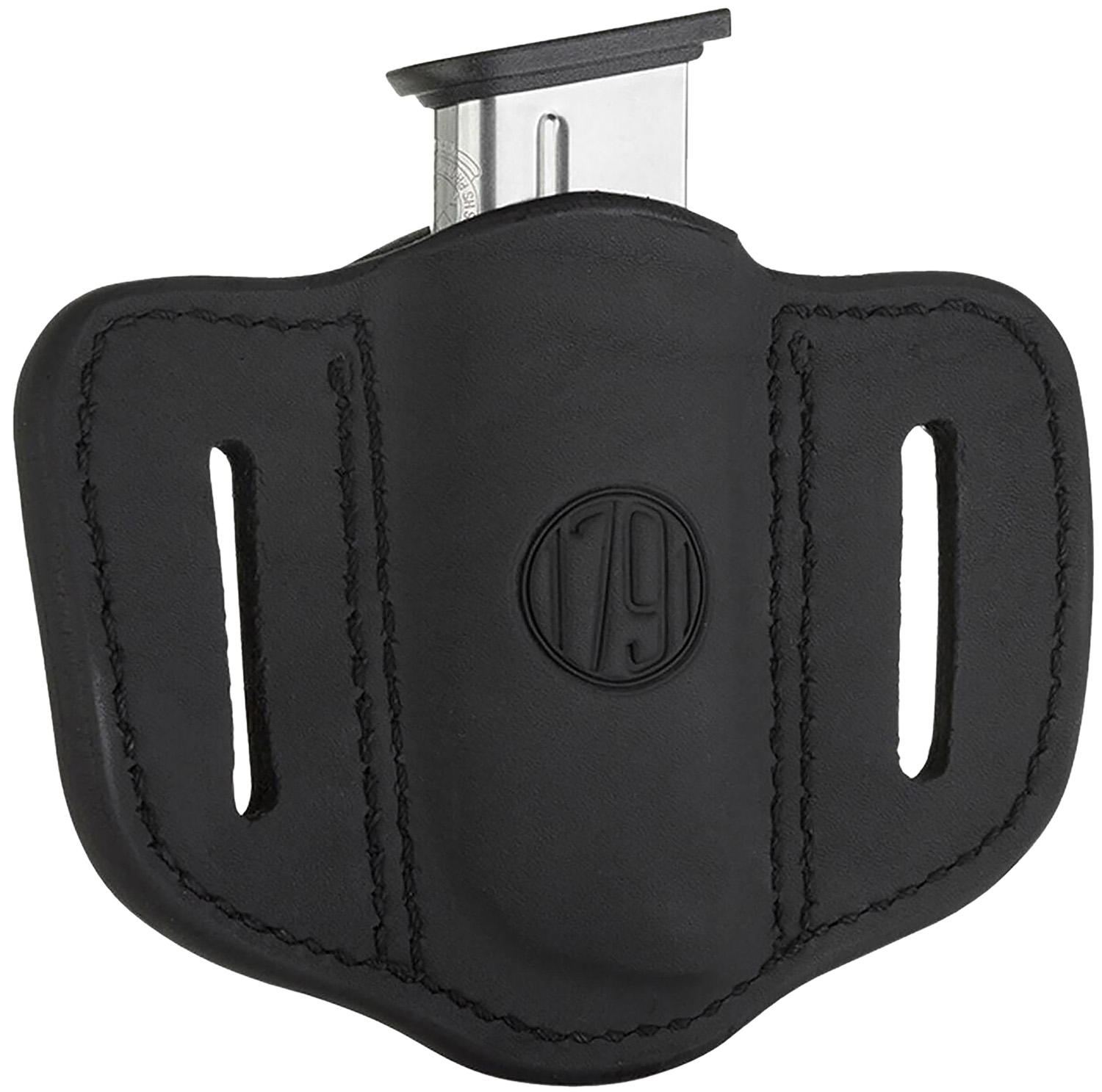 112418.jpg 1791 Gunleather MAG11SBLA MAG1.1 Single Mag Holster Stealth Black Leather Belt Slide Compatible w/ Single Stack Ambidextrous - Image 1