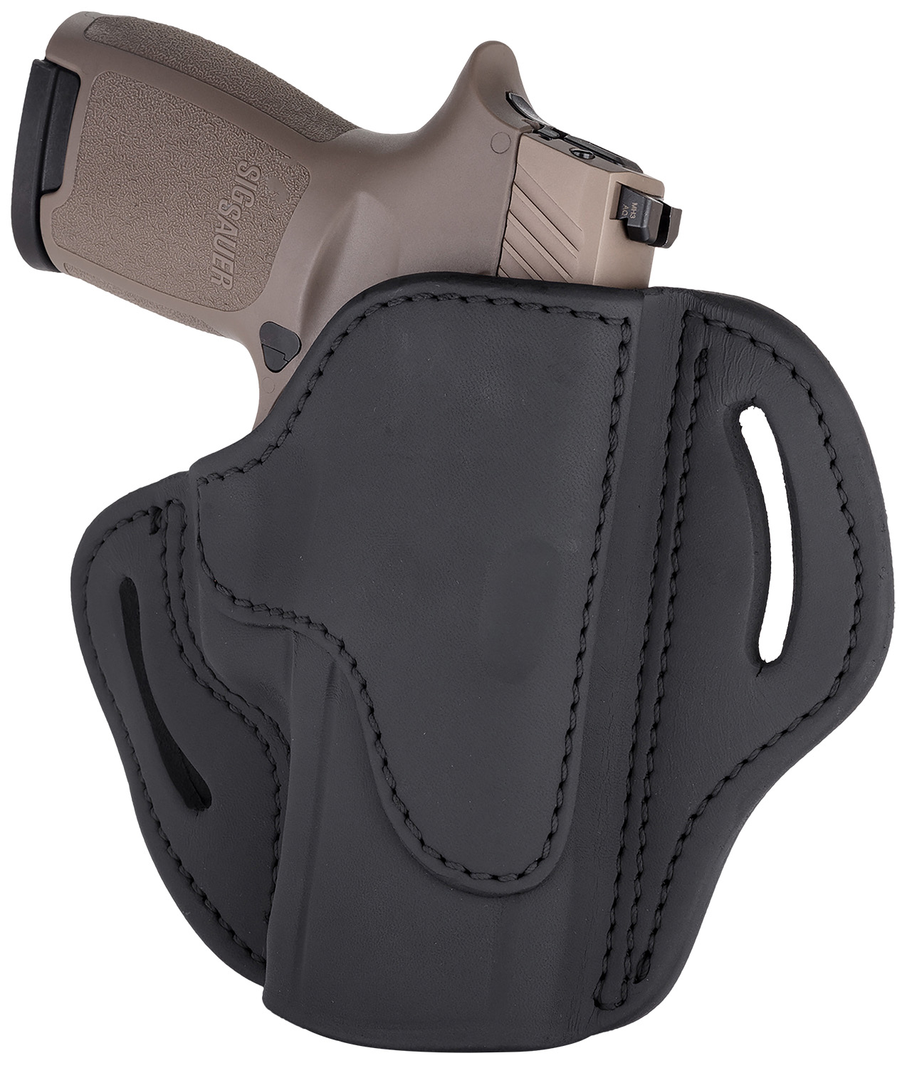 112385.jpg 1791 Gunleather BH24SSBLR BH2.4S OWB Open Top 2.4 Stealth Black Leather Belt Slide Fits FN 509/Springfield XD-M/HK VP9SK - Image 1