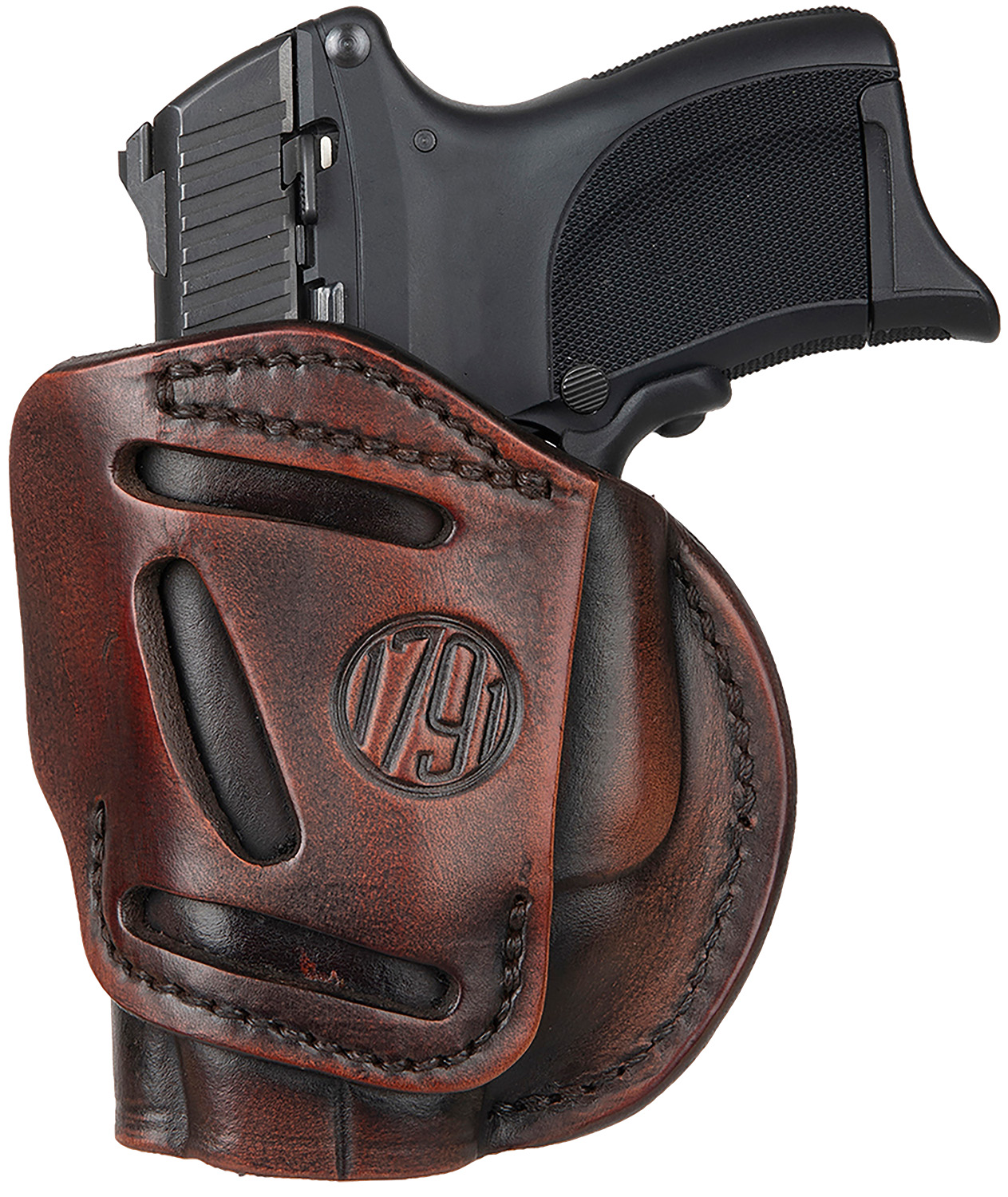 143437.jpg 1791 Gunleather 4WH3VTGR 4-Way IWB/OWB Size 03 Vintage Leather Belt Clip Compatible w/Glock 26/Ruger LC9/S&W M&P Shield/2.0 9/40 Right Hand - Image 1