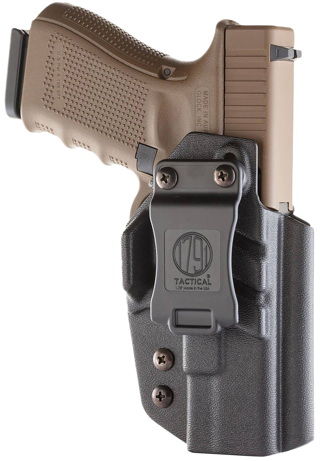 112411.jpg 1791 Gunleather TACIWBGLOCKBLKR Tactical Kydex IWB Black Kydex Belt Clip Compatible w/Glock Right Hand - Image 1