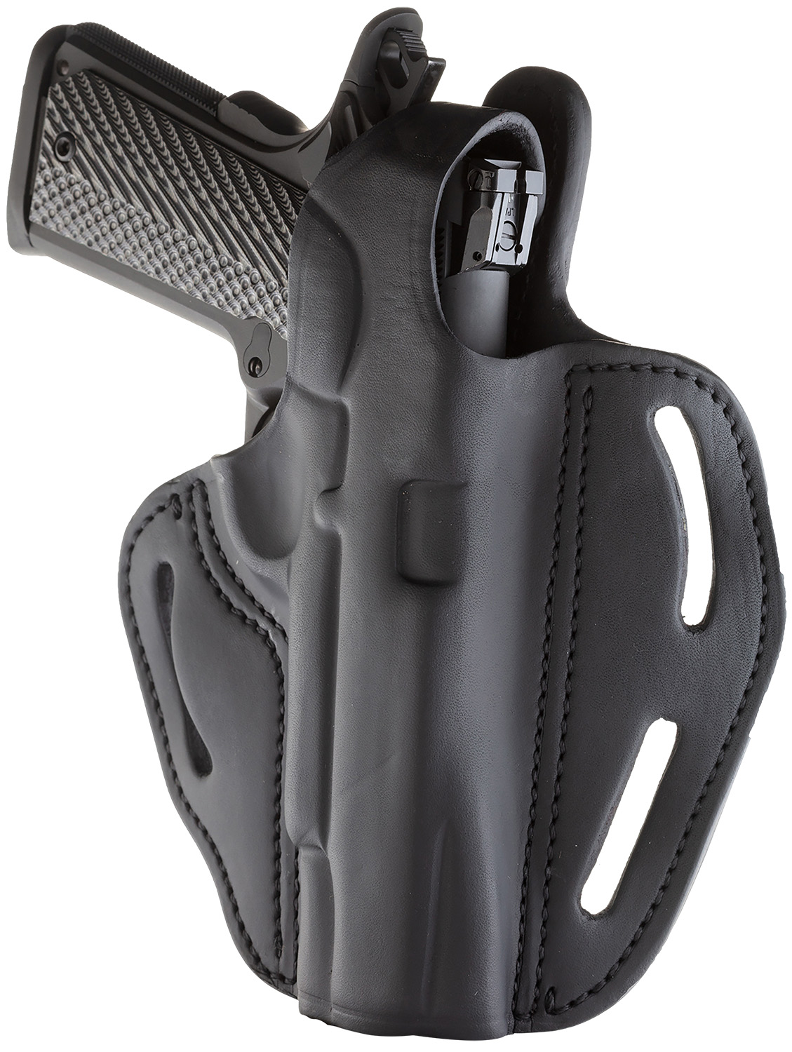 112387.jpg 1791 Gunleather BHX1CLSBLR BHX OWB Size 01 Stealth Black Leather Belt Slide Fits 4"-5" 1911 Right Hand - Image 1