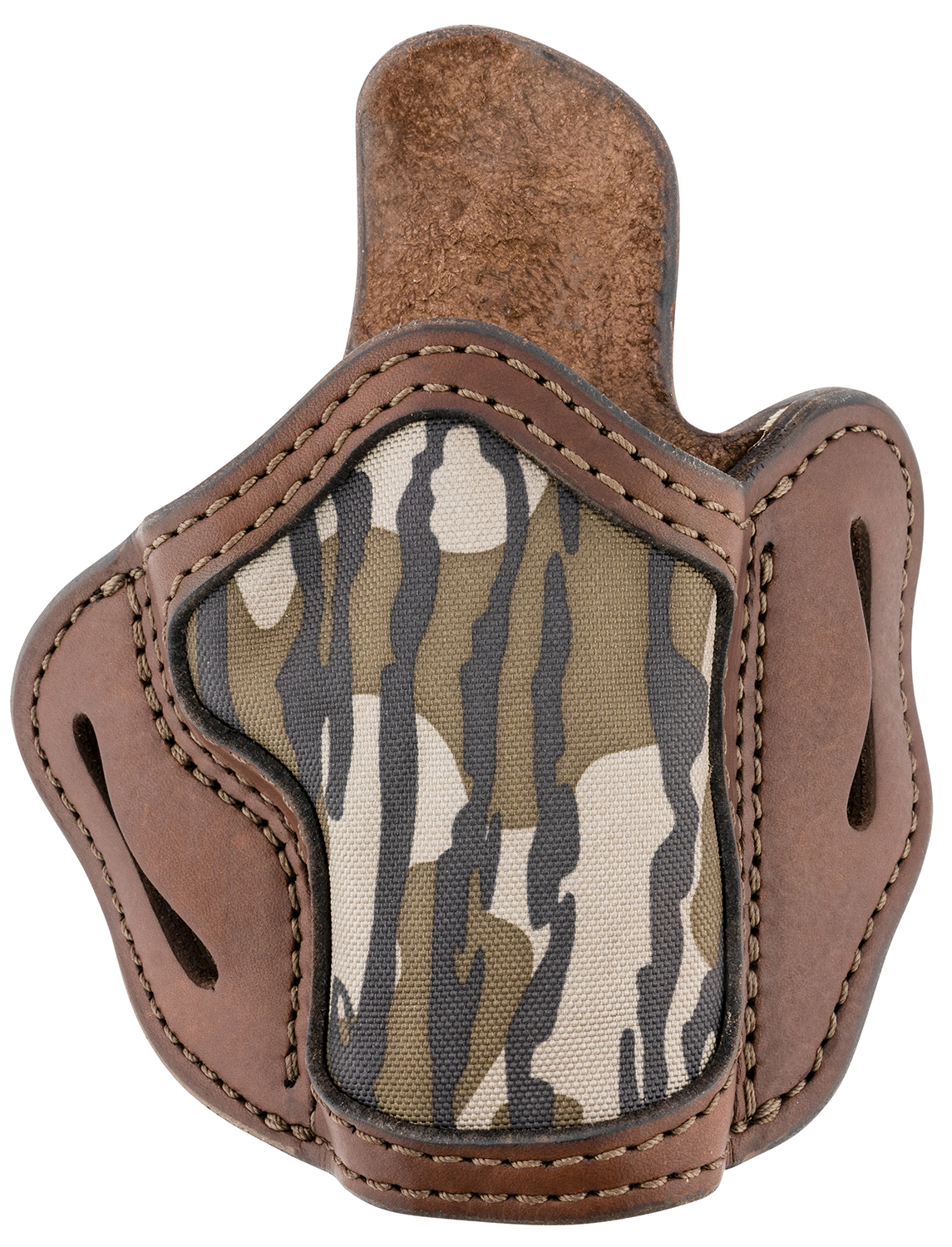 143423.jpg 1791 Gunleather MOBH24SBRWR BH2.4S Optic Ready OWB Size 2.4S Brown/Mossy Oak Leather Belt Slide Fits FN 509/H&K VP9SK Right Hand - Image 1