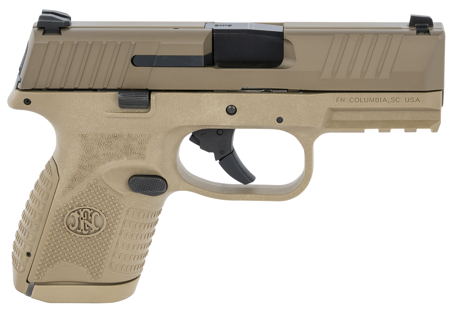 133058.jpg FN 66100819 509 Compact 9mm Luger 3.70" Barrel 10+1, Flat Dark Earth Polymer Frame With Mounting Rail, Flat Dark Earth Stainless Steel Slide, No Manual Safety - Image 1