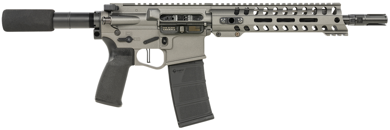 147455.jpg Patriot Ordnance Factory 01802 Minuteman Direct Impingement 5.56x45mm NATO Caliber with 10.50" Barrel, 30+1 Capacity, Tungsten Metal Finish, Buffer Tube Stock & Black MFT Grip Right Hand - Image 1