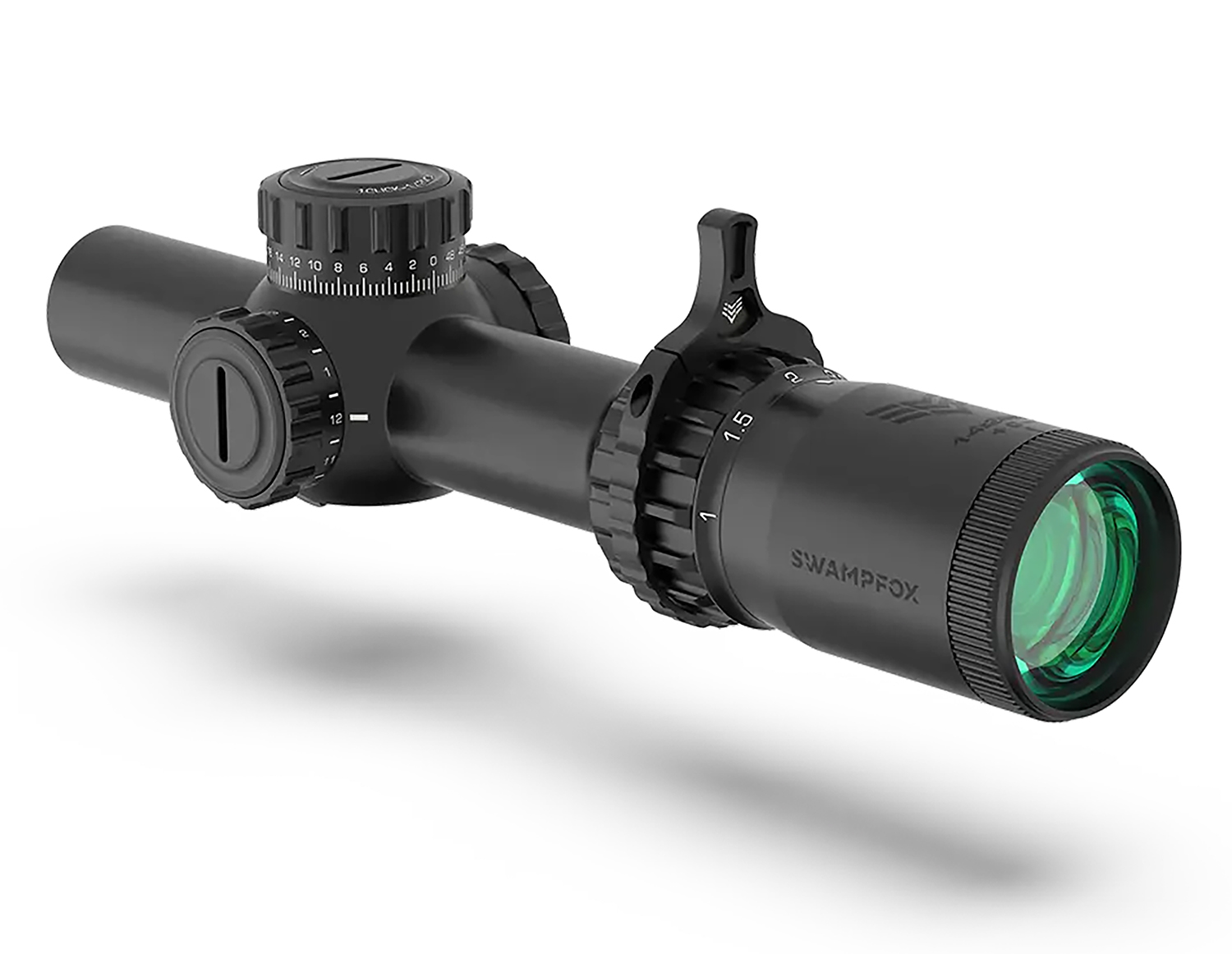 173003.jpg Swampfox Optics THK14241RF Tomahawk II Black 1-4x 24mm 30mm Tube Bright Fiber Optic Red Reticle - Image 1