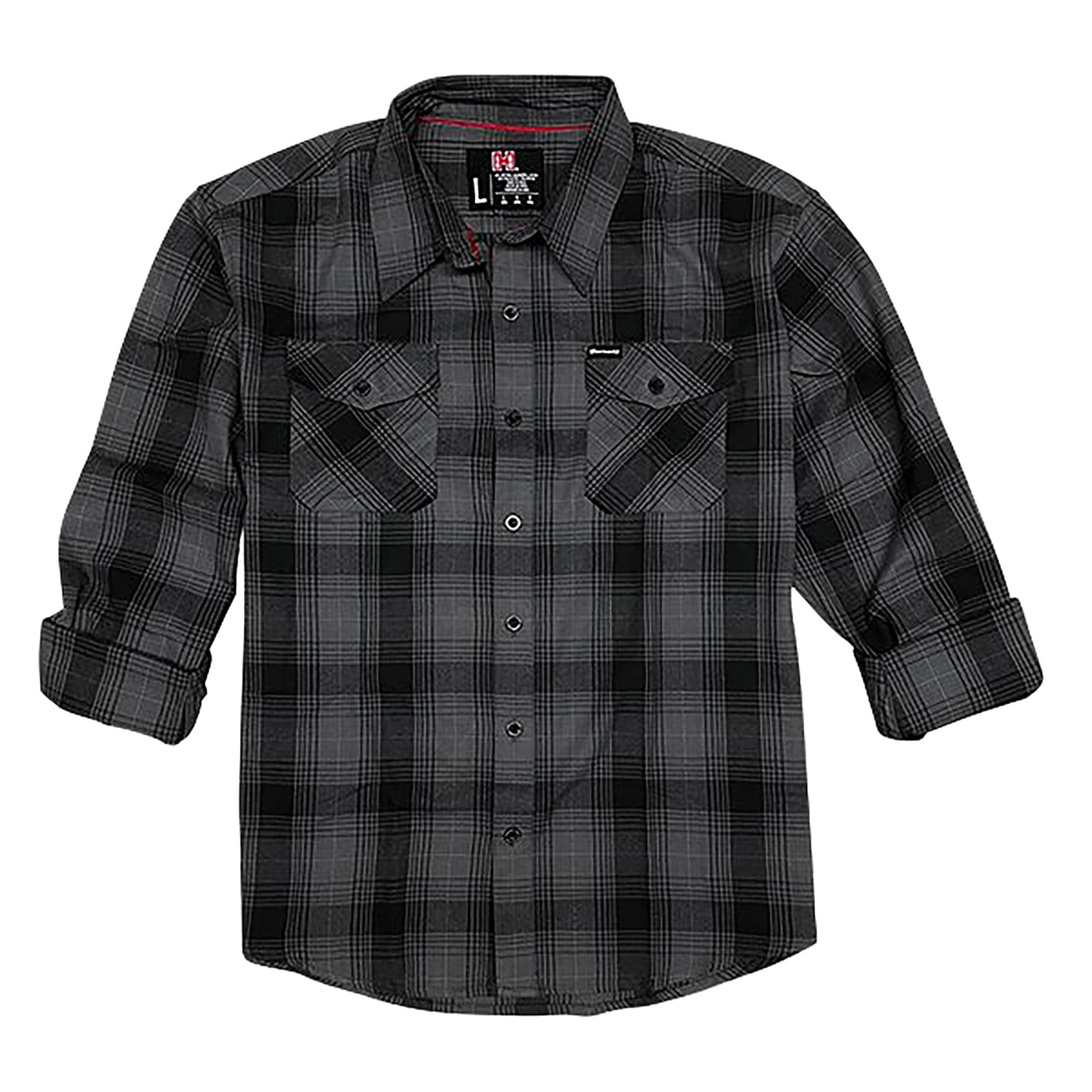 159693 Hornady Gear 32224 Flannel Shirt XL Gray/Black, Cotton/Polyester, Relaxed Fit Button Up - Image 1
