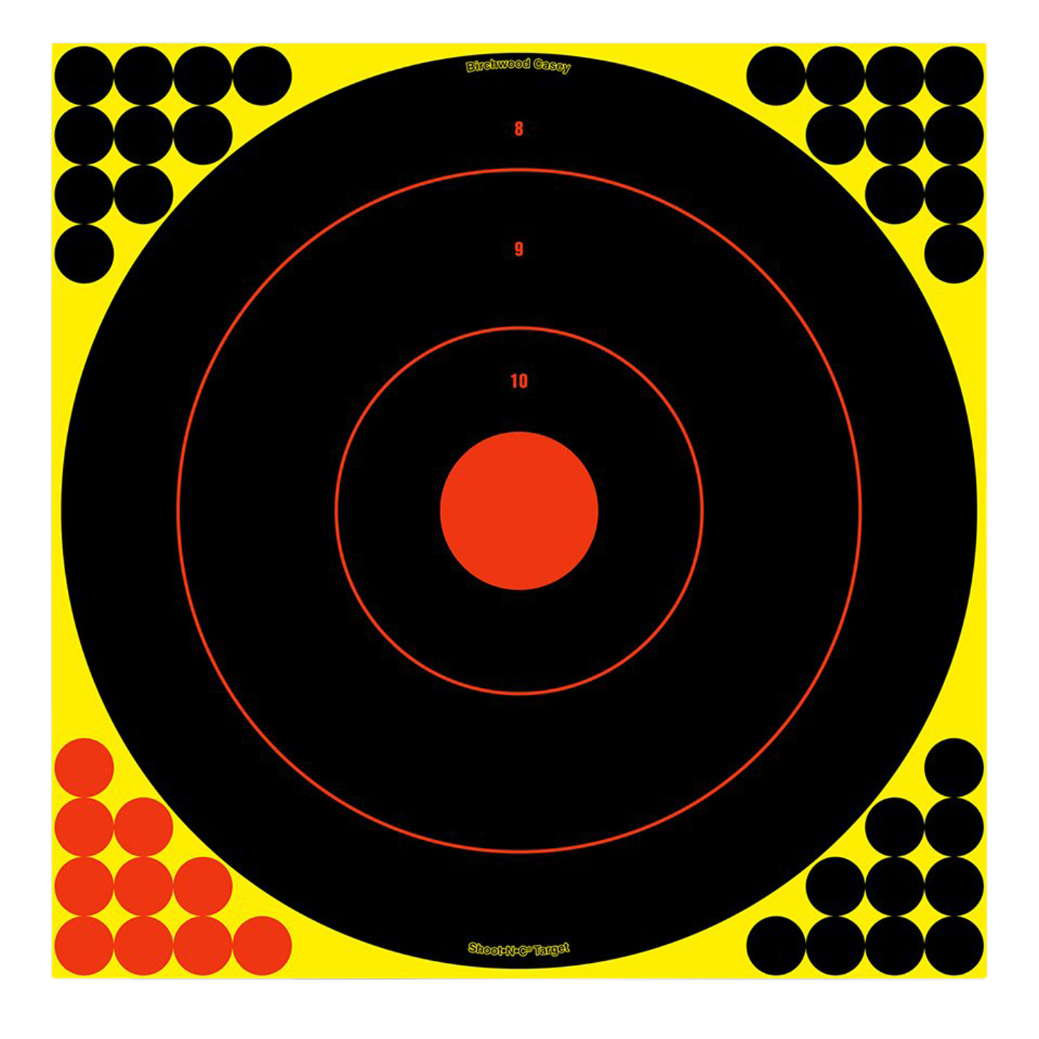 121647.jpg Birchwood Casey 34170 Shoot-N-C Reactive Target Self-Adhesive Paper Black/Yellow/Red 17.25" Bullseye 100 Pack - Image 1