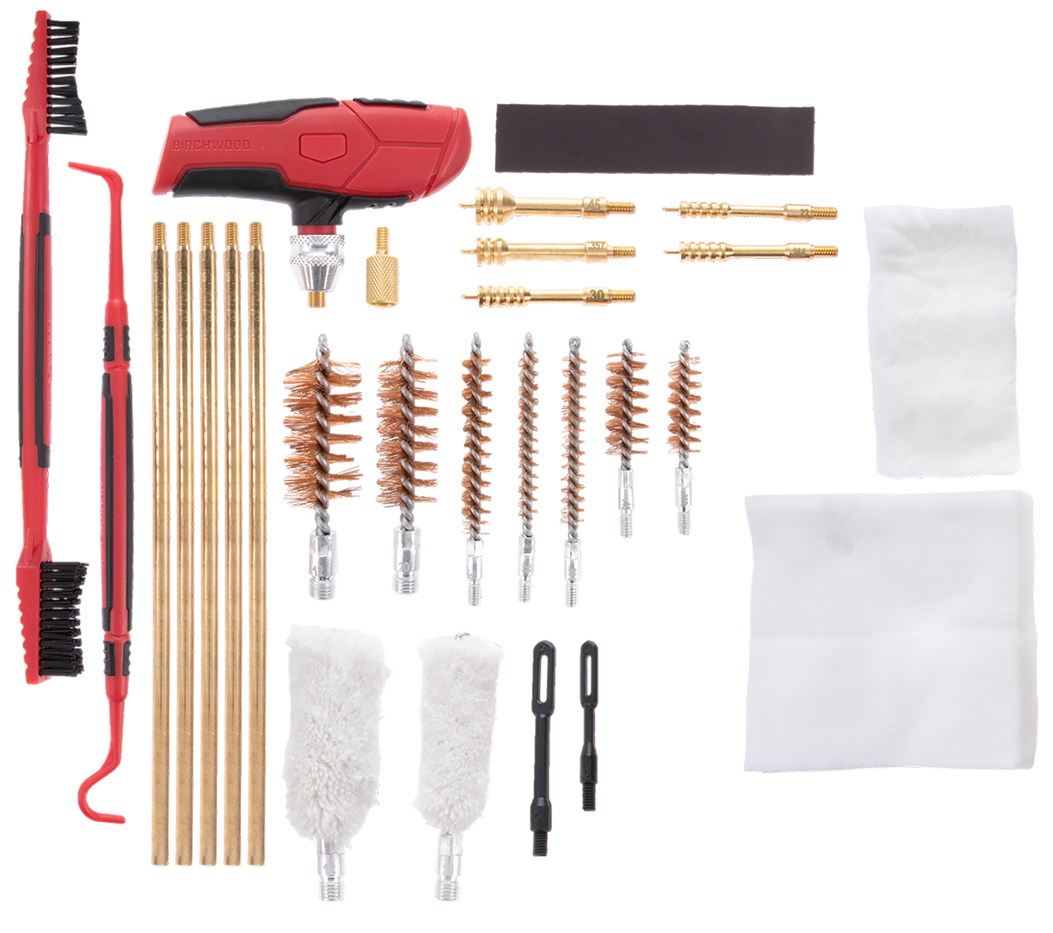 146590.jpg Birchwood Casey UNVCLNKIT Universal Cleaning Kit Multi-Caliber/Multi-Gauge 22 Pieces Black/Red - Image 1