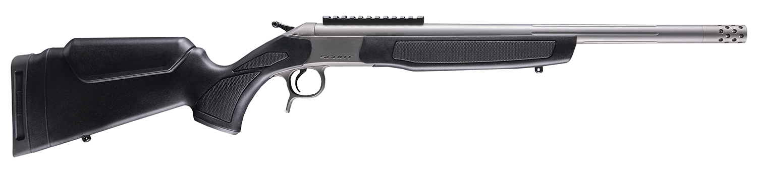 178956 CVA CR4445S Scout Takedown 444 Marlin 1rd 22" Stainless Fluted Threaded Barrel, Stainless Steel Receiver w/Picatinny Rail, Adj Comb & LOP Black Synthetic Stock - Image 1