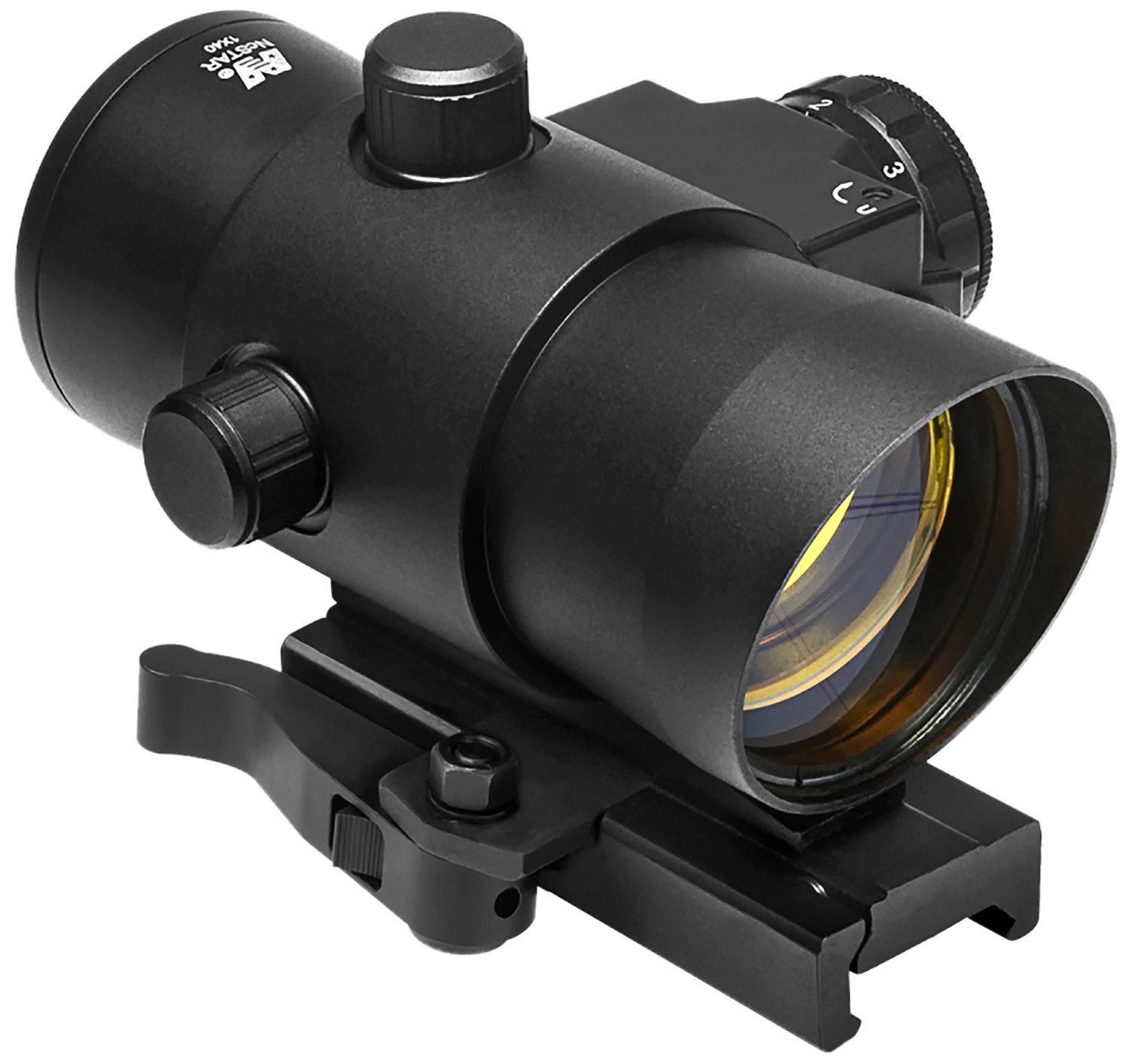 70826 NcStar DLB140R 40mm Red Dot with Red Laser Black Anodized 1 x 3 MOA Red Dot - Image 1