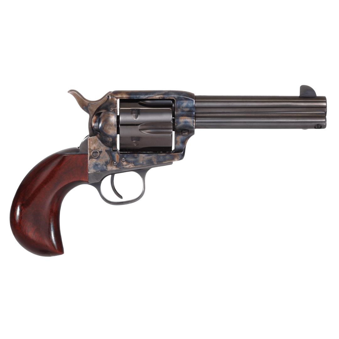 https3A2F2Fmedia.chattanoogashooting.com2Fimages2Fproduct2FTU5509182FTU5509181 Taylor & Company 1873 Cattleman Handgun .357 Mag/.38 Spl 6rd Capacity 4.75" Blued Barrel Case Hardened Frame Wood Grip - Image 1
