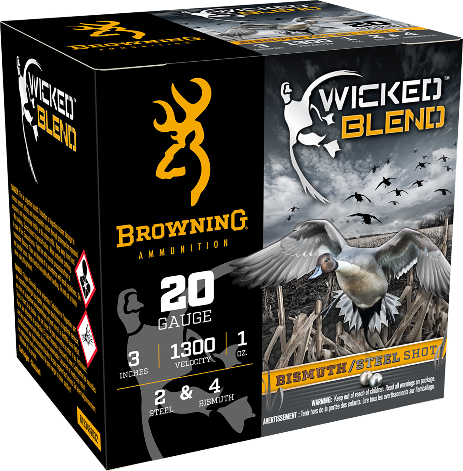 187128 Browning Ammo B193432032 Wicked Blend 20Gauge 3" 1oz 2/4BI Shot 25 Per Box/10 Case - Image 1