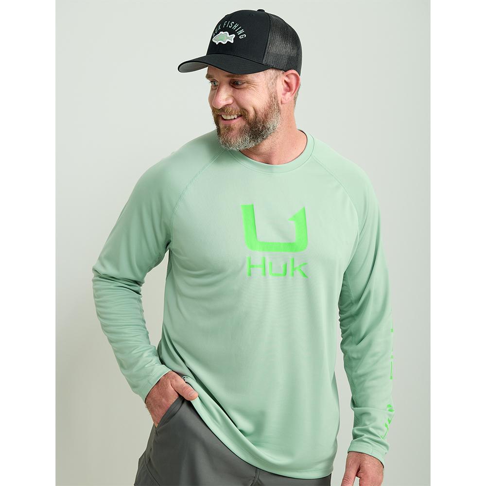 https3A2F2Fmedia.chattanoogashooting.com2Fimages2Fproduct2FATH1200573315M2FATH1200573315-1_1.jpg Huk Icon Crew Long Sleeve Shirt Fog Green M - Image 1